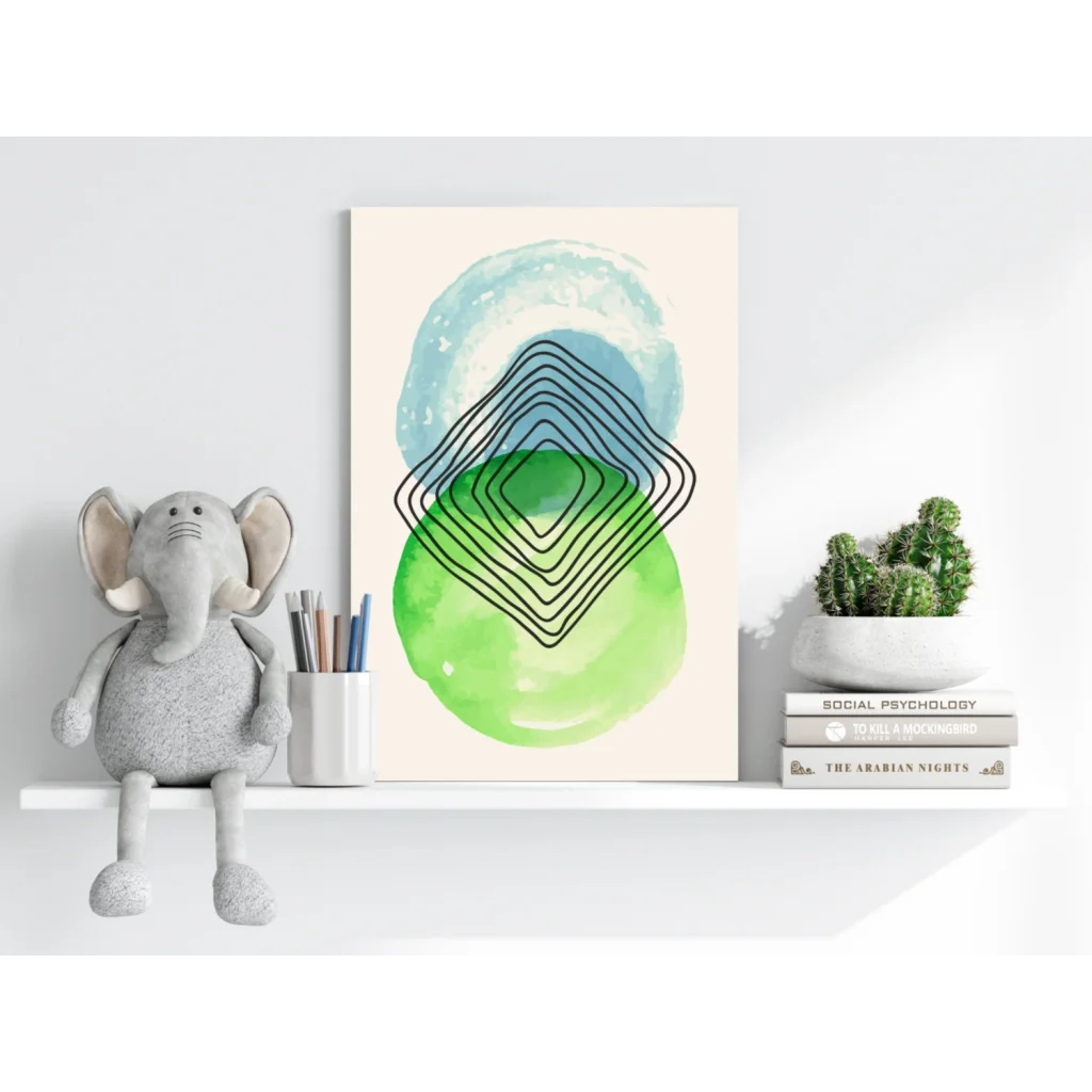 Concentric Circles Modern Abstract Watercolor Aluminum Print