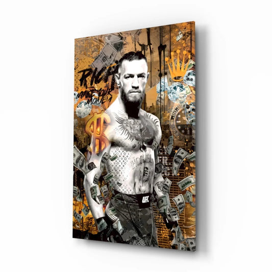 Conor McGregor gold money canvas wall art print with tattoos