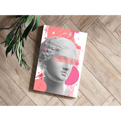 Grayscale classical bust on pink geometric background, Insigne aluminum prints