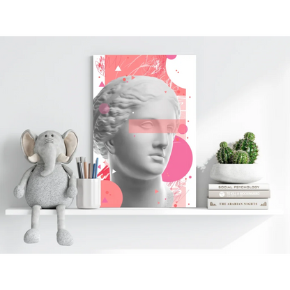 Grayscale classical bust on pink abstract background, Insigne Aluminum Prints