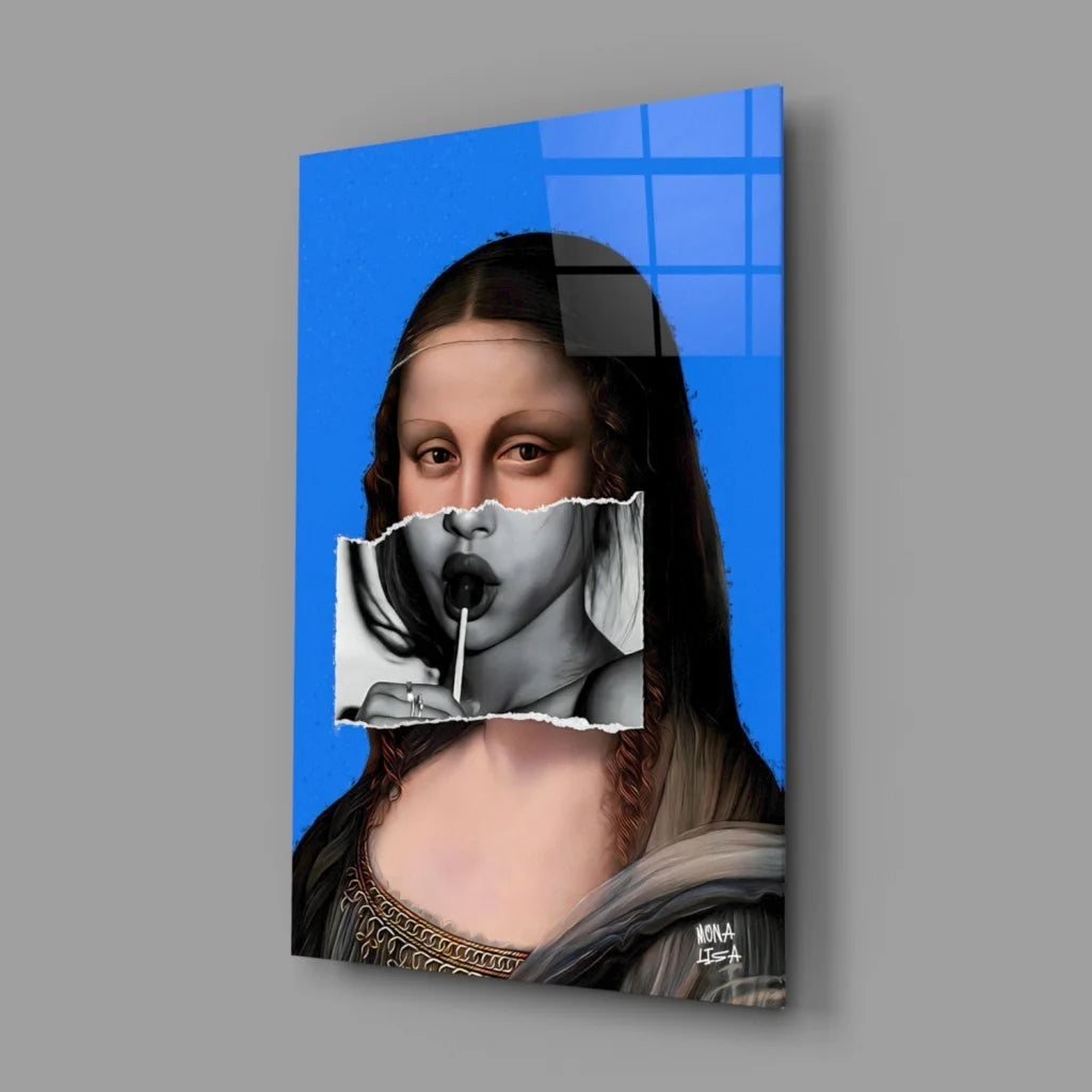 Pop Art Mona Lisa Canvas Wall Art with Lollipop Twist | Glass Wall Art Print | vintageantiquesgifts.com