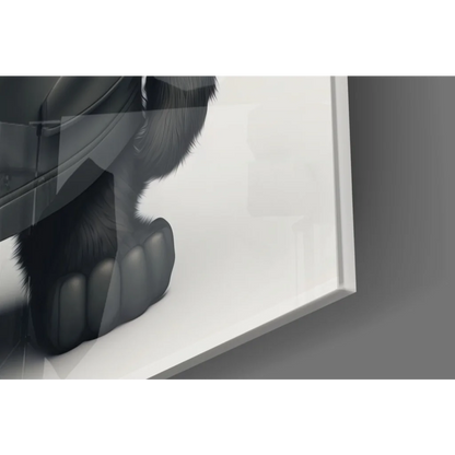 Detailed textured gorilla foot in black-and-white glass wall art