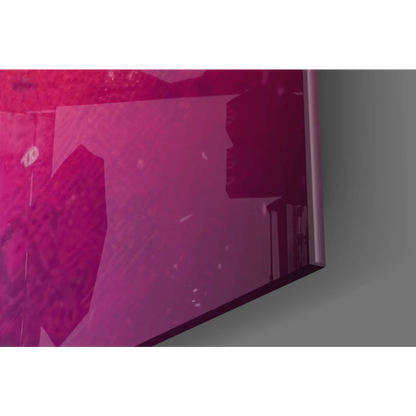 Funky giraffe glass wall art with rainbow sunglasses and vibrant magenta tv screen