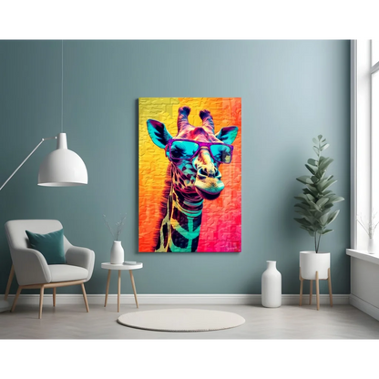 Cool Giraffe Pop Art Canvas Wall Art with Sunglasses | Contemporary Home Wall Art | vintageantiquesgifts.com