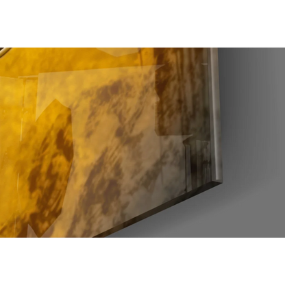 Cool Giraffe glass wall art with funky yellow sunglasses in golden marbled frame