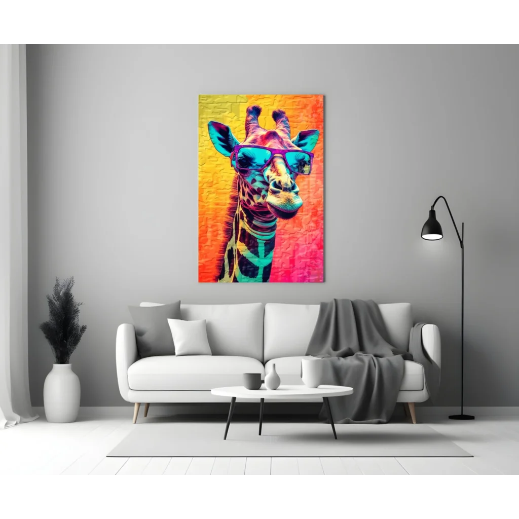 Cool Giraffe Pop Art Canvas Wall Art with Sunglasses | Modern Wall Art Decor | vintageantiquesgifts.com