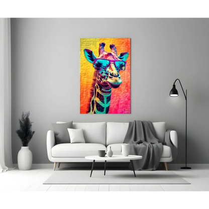 Cool Giraffe Pop Art Canvas Wall Art with Sunglasses | Modern Wall Art Decor | vintageantiquesgifts.com