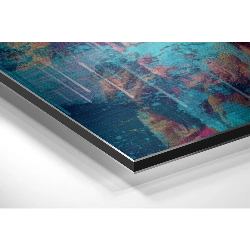 Glass Wall Art Vibrant abstract lion art on brushed aluminium dibond print