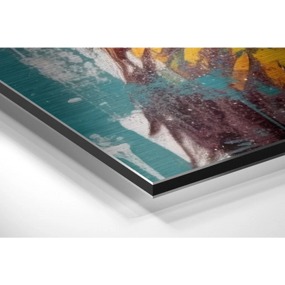 Vibrant abstract lion art on brushed aluminium dibond print