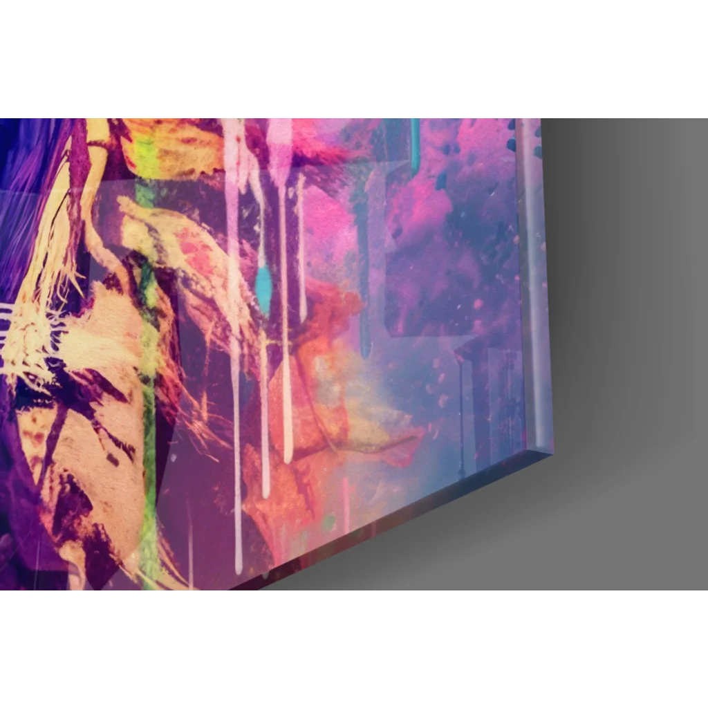 Cool Lion in Shades neon pink purple abstract canvas wall art print