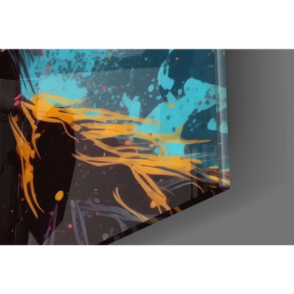 Cool Chimp pop art wall art canvas with neon sunglasses and vibrant orange turquoise splashes