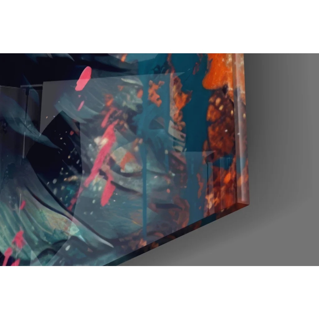 Cool Tiger abstract wall art canvas with teal orange pink splashes