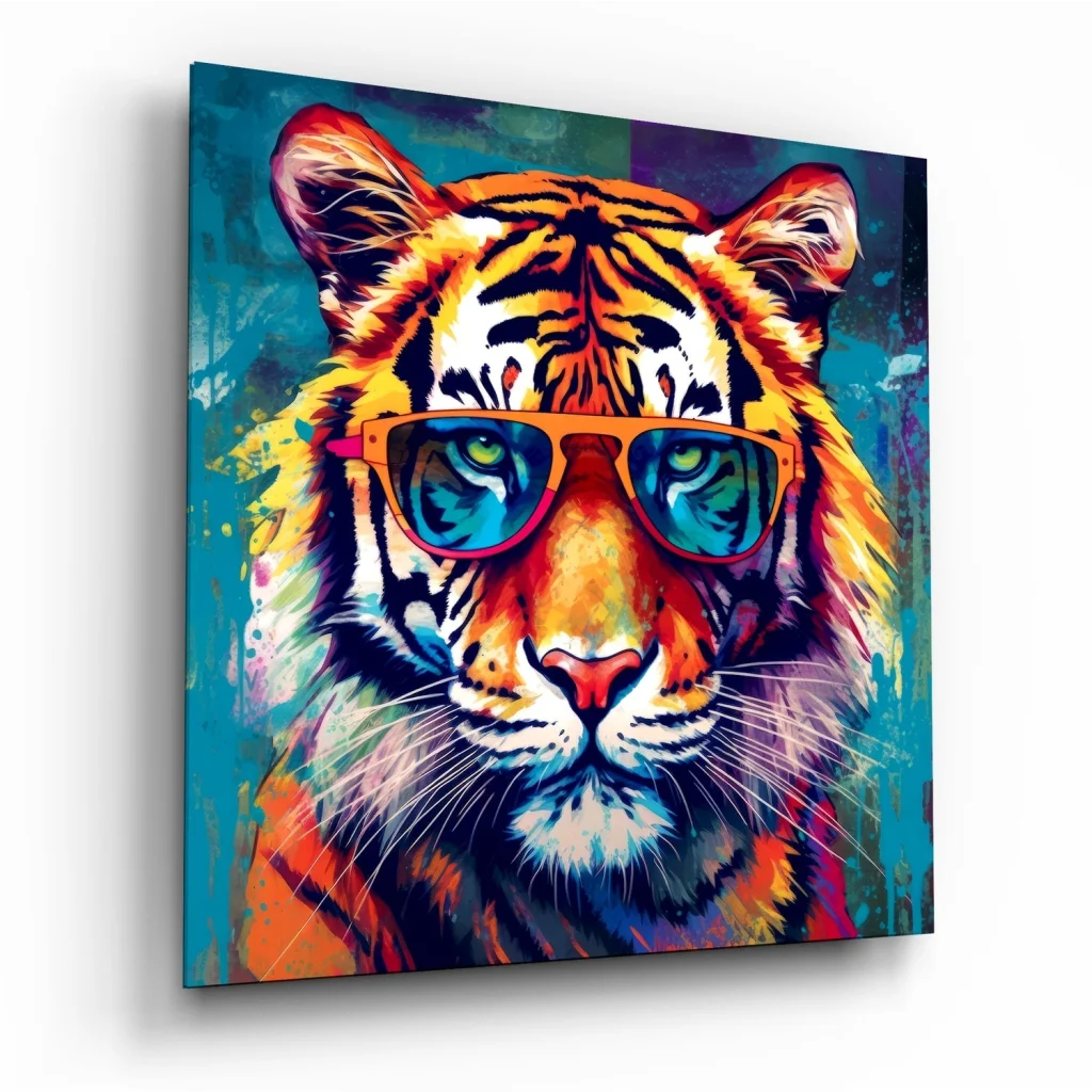 Vibrant Pop Art Tiger Tempered Glass Art Collection | Insigneart USA | vintageantiquesgifts.com