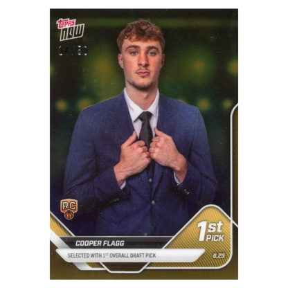 Basketball trading card of Cooper Flagg as the 1st overall draft pick in Topps Chrome