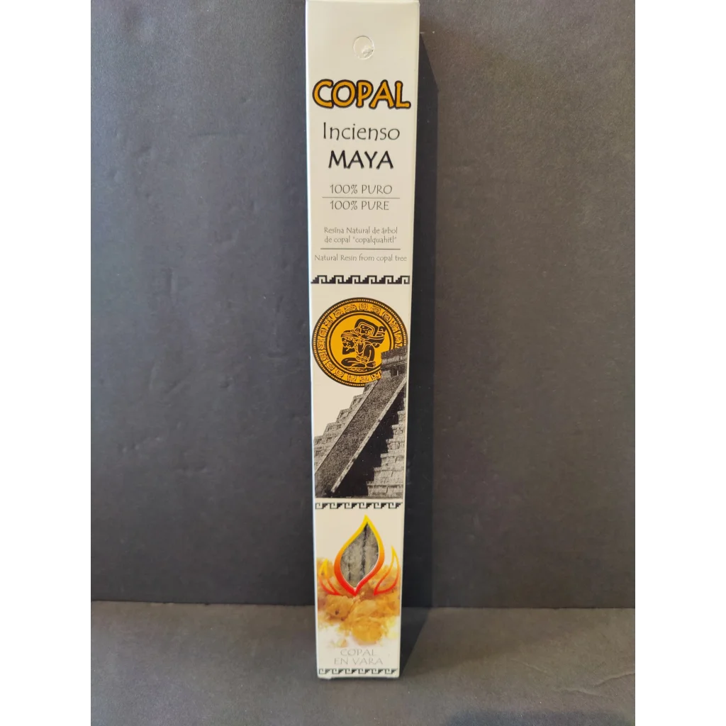 Copal amber resin incense 10 sticks package with Mayan pyramid