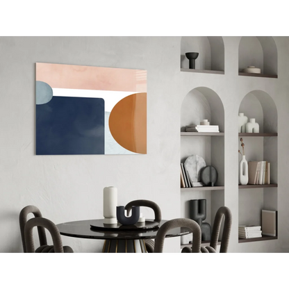 Modern bold geometric wall art canvas in navy, peach, terracotta on white