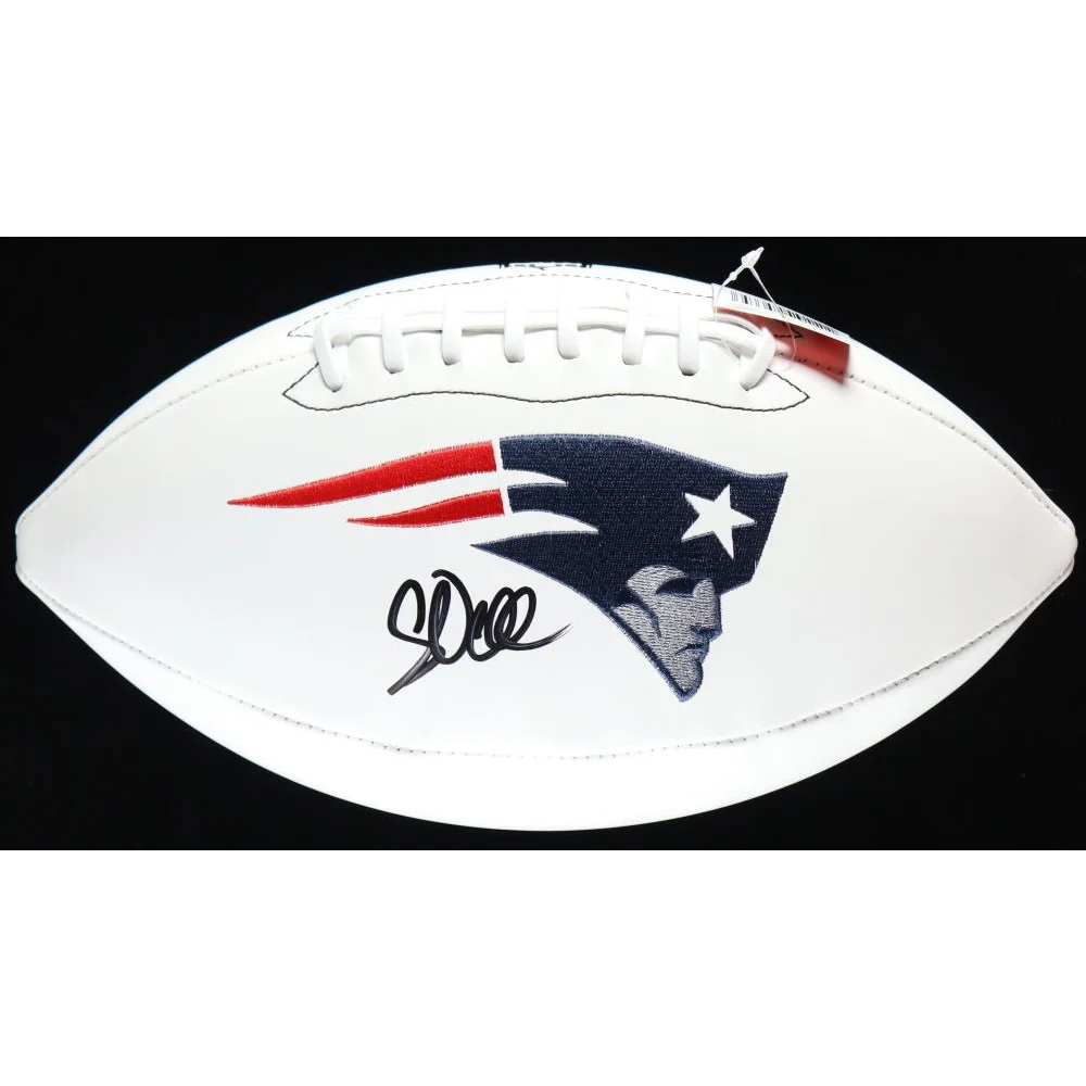 White Patriots logo football signed by Corey Dillon with Beckett authentication