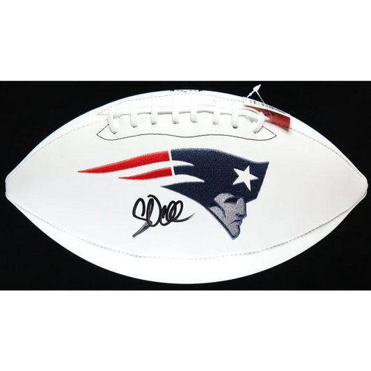 White Patriots logo football signed by Corey Dillon with Beckett authentication