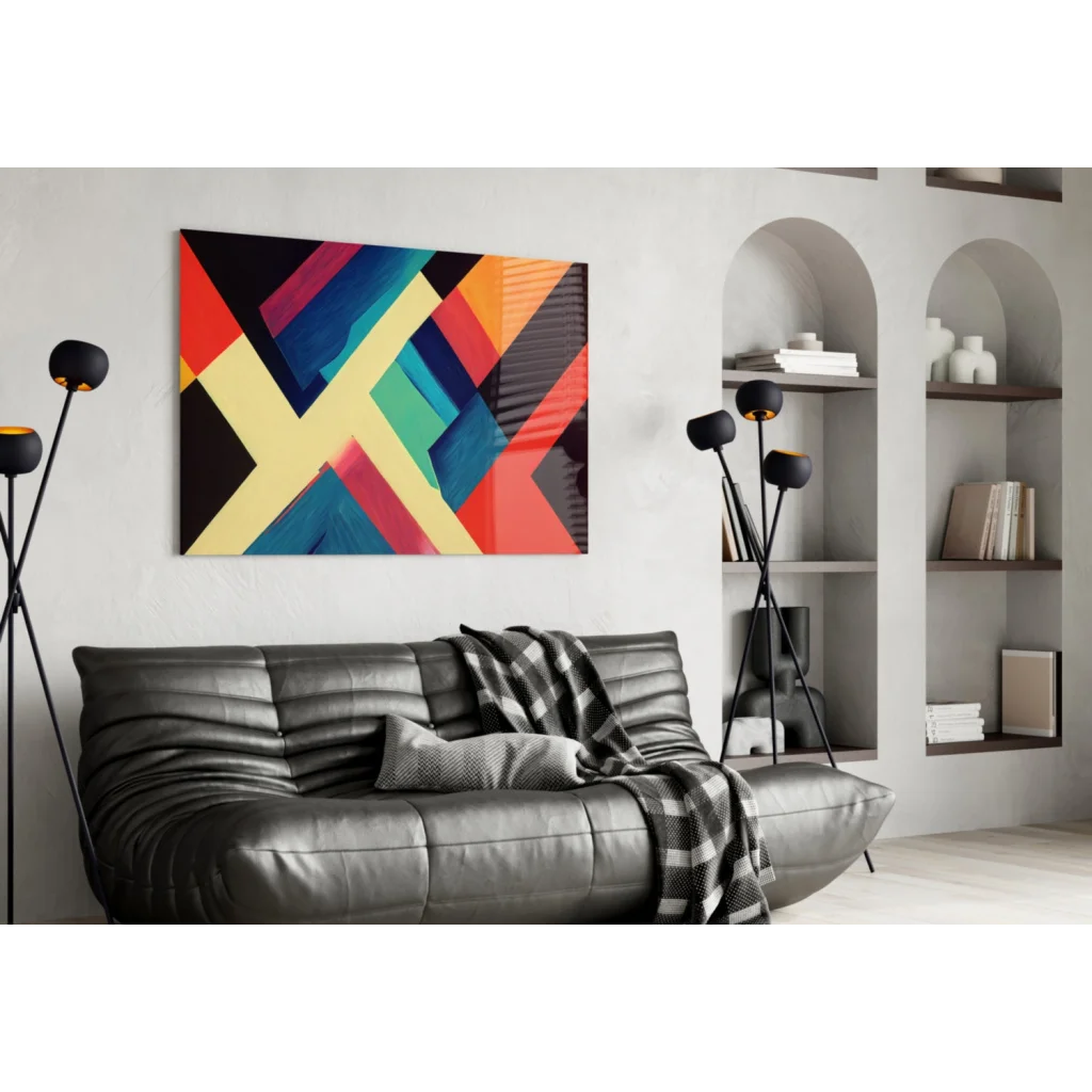 Bold Geometric Abstract Wall Art Canvas in Vibrant Colors | Contemporary Home Wall Art | vintageantiquesgifts.com
