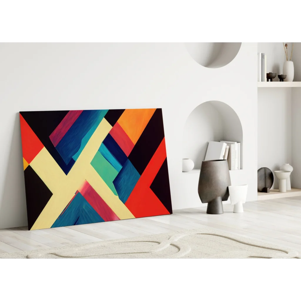 Bold Geometric Abstract Wall Art Canvas in Vibrant Colors | Modern Wall Art Decor | vintageantiquesgifts.com