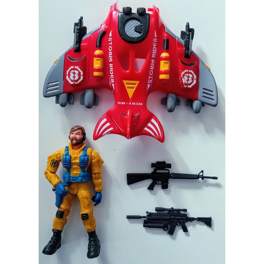 Red and yellow Corps Bio-Wing stealth glider action figure with jet pack