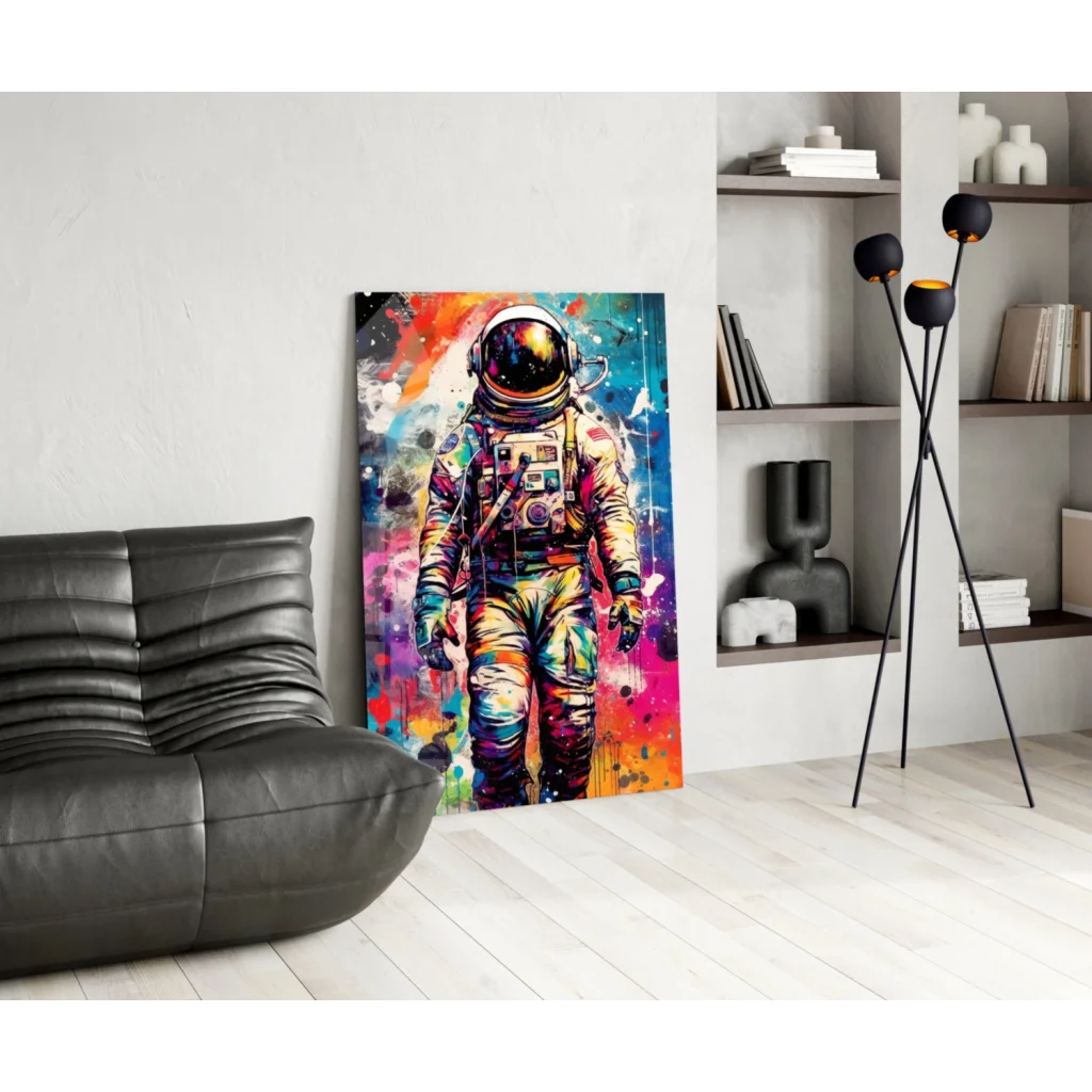 Cosmic Astronaut Splatter wall art canvas print
