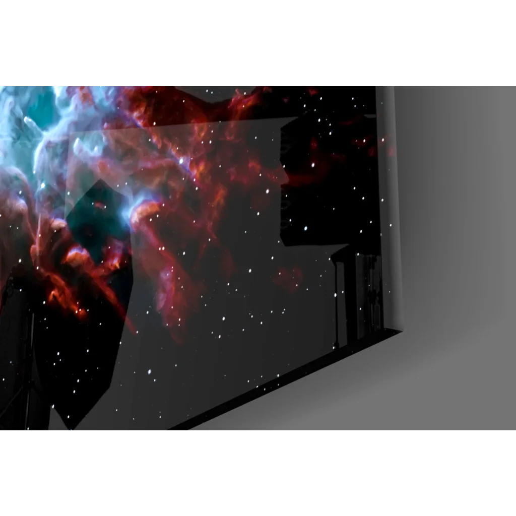 Vivid red and blue cosmic butterfly nebula 3D galaxy wall art sticker