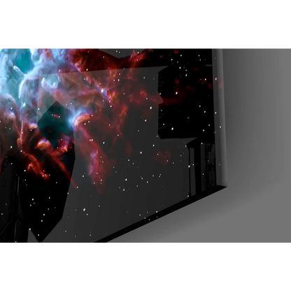 Vivid red and blue cosmic butterfly nebula 3D galaxy wall art sticker