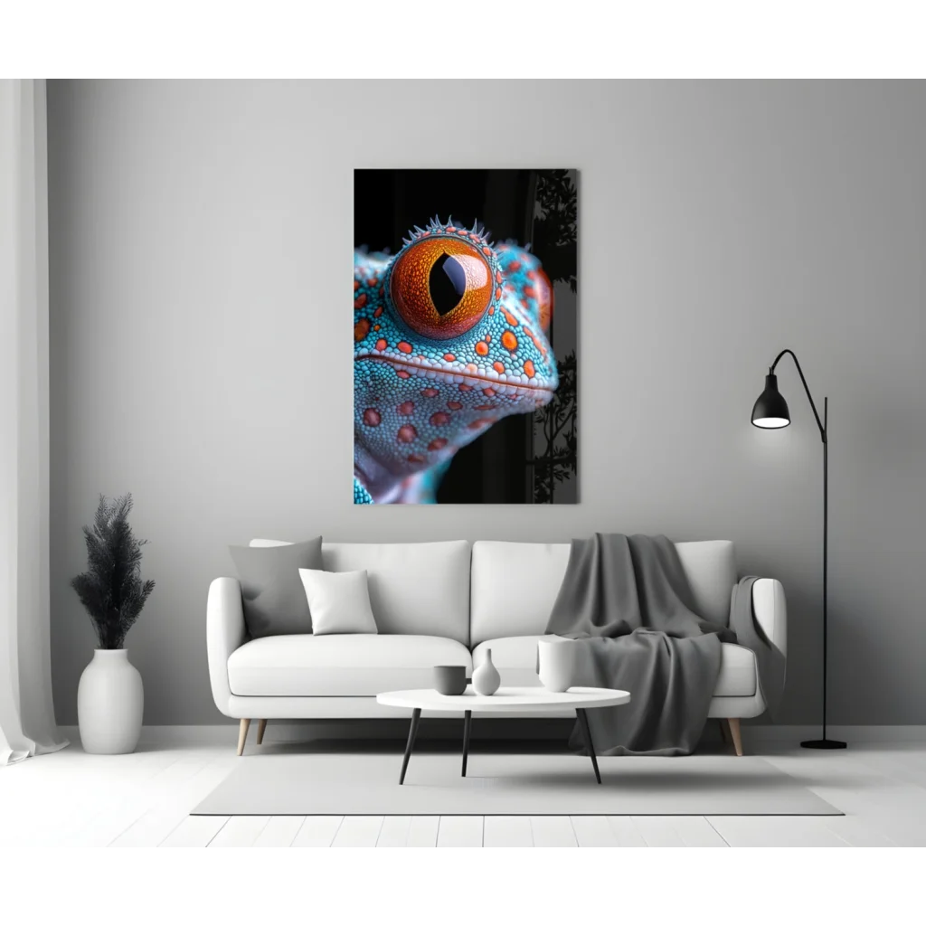 Stunning Gecko Eye Glass Wall Art in Turquoise and Orange | Modern Wall Art Decor | vintageantiquesgifts.com