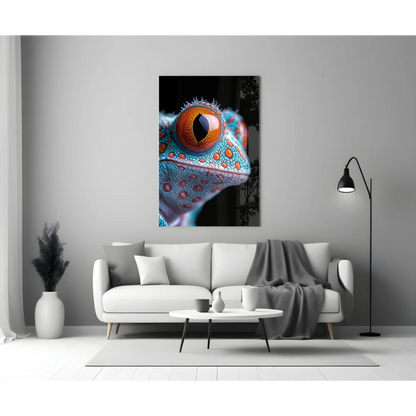 Stunning Gecko Eye Glass Wall Art in Turquoise and Orange | Modern Wall Art Decor | vintageantiquesgifts.com
