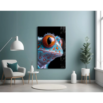 Stunning Gecko Eye Glass Wall Art in Turquoise and Orange | Contemporary Home Wall Art | vintageantiquesgifts.com