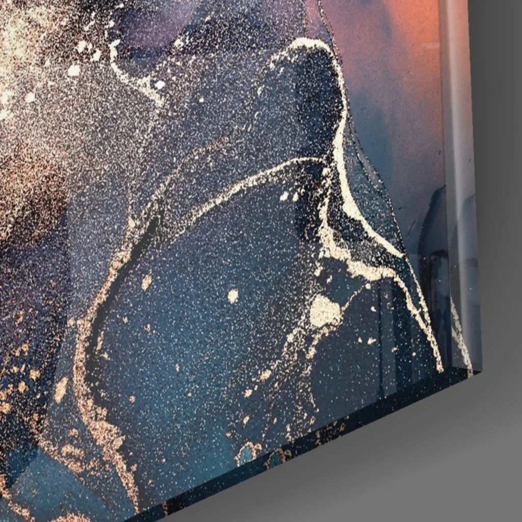 Black and gold cosmic galaxy canvas wall art with swirling nebula colors