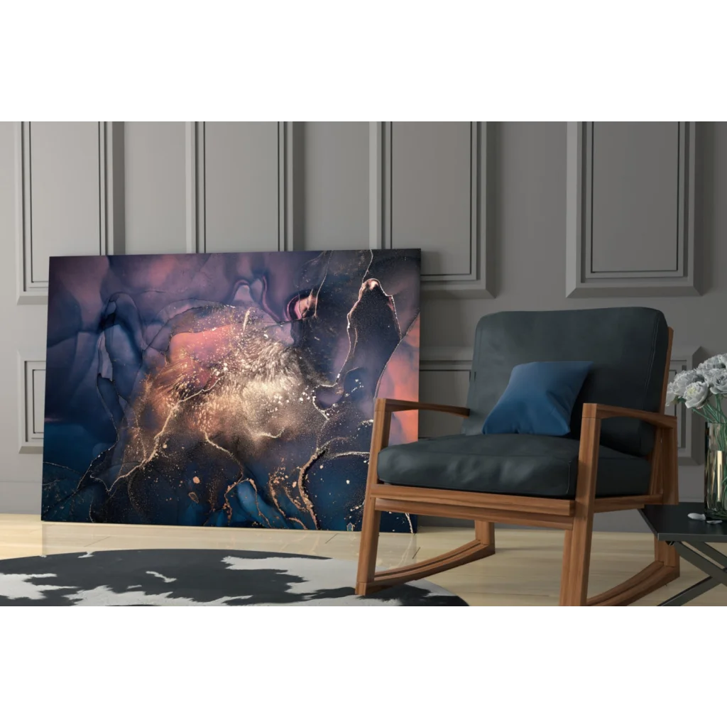 Vibrant cosmic galaxy wall art canvas with swirling nebula colors and starry textured center