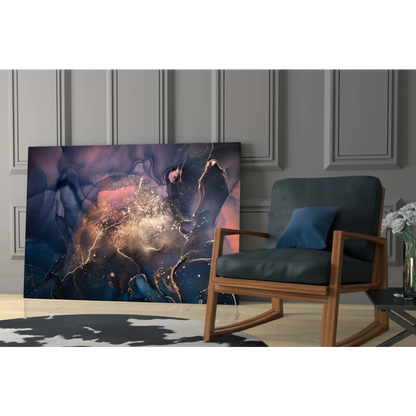 Vibrant cosmic galaxy wall art canvas with swirling nebula colors and starry textured center