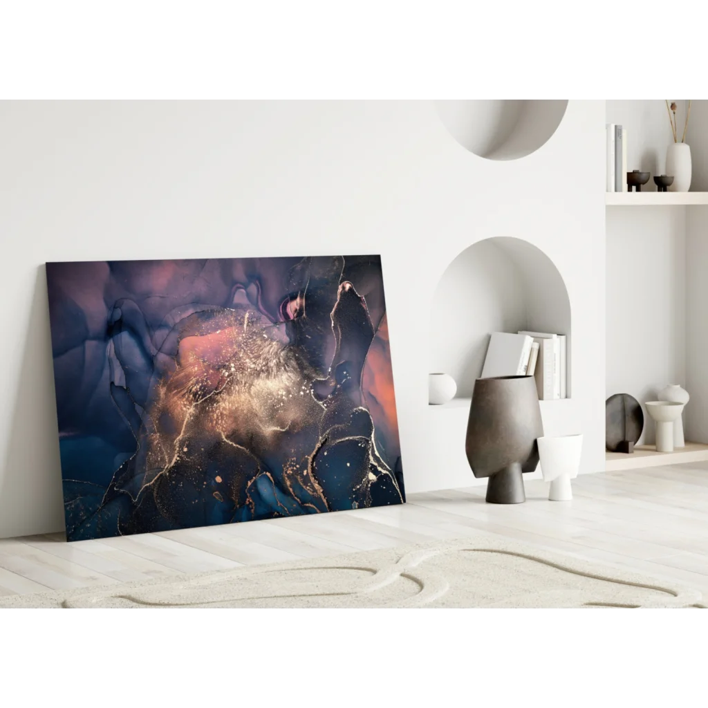 Vibrant cosmic galaxy wall art with swirling nebula colors on canvas