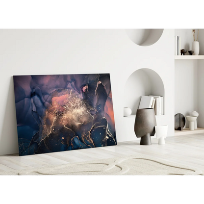 Vibrant cosmic galaxy wall art with swirling nebula colors on canvas