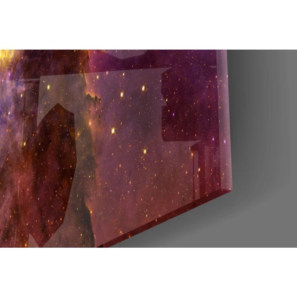 3D printed cosmic nebula wall art in purple and orange