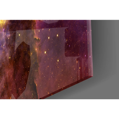 3D printed cosmic nebula wall art in purple and orange