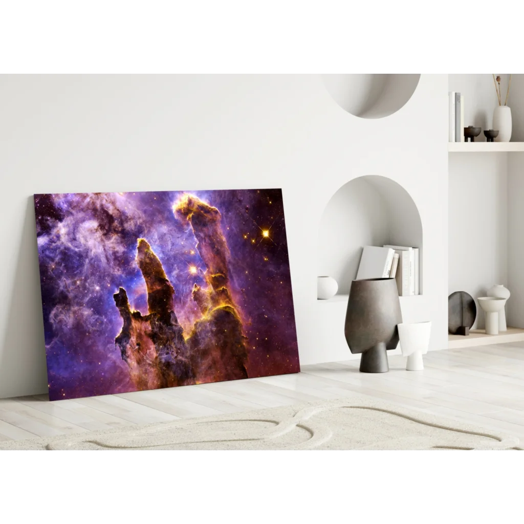 Purple and orange cosmic nebula canvas wall art print