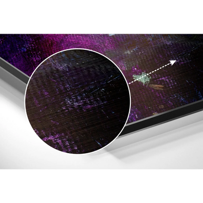 Close-up of cosmic purple galaxy on brushed aluminium dibond