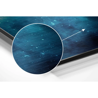 Close-up of cosmic nebula on brushed aluminium dibond print