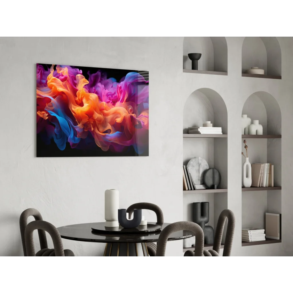 Vibrant cosmic swirl abstract wall art canvas in bold electric colors