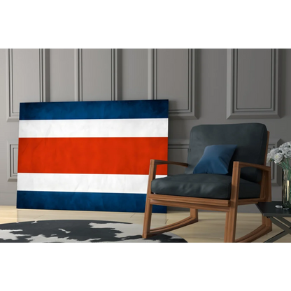 Costa Rican flag glass art print with bold blue white red stripes