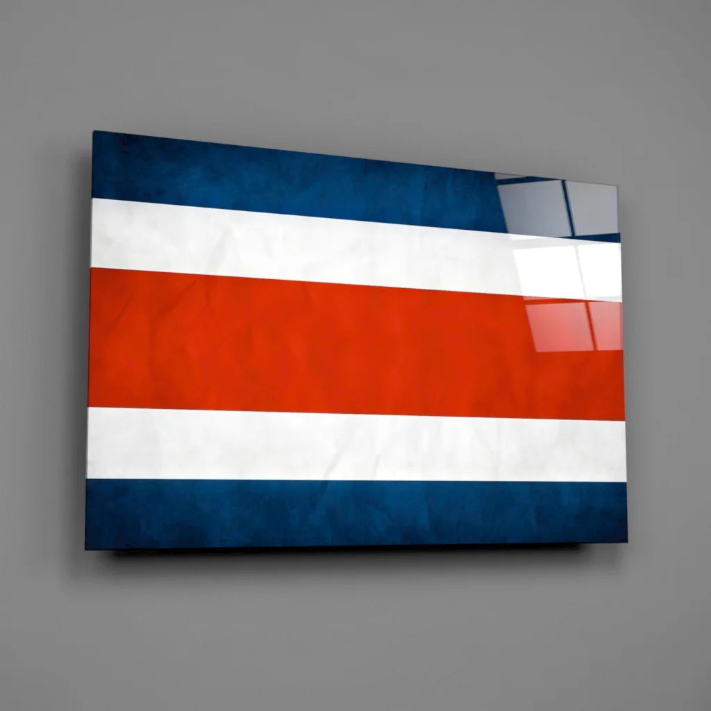 Costa Rican flag canvas wall art with red, white, blue stripes