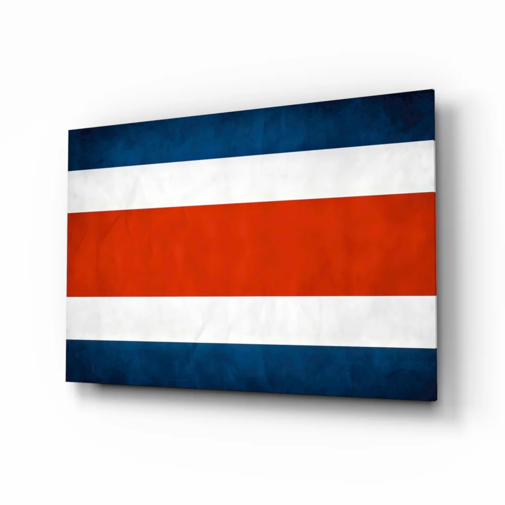 Costa Rican flag canvas wall art on modern gray sideboard