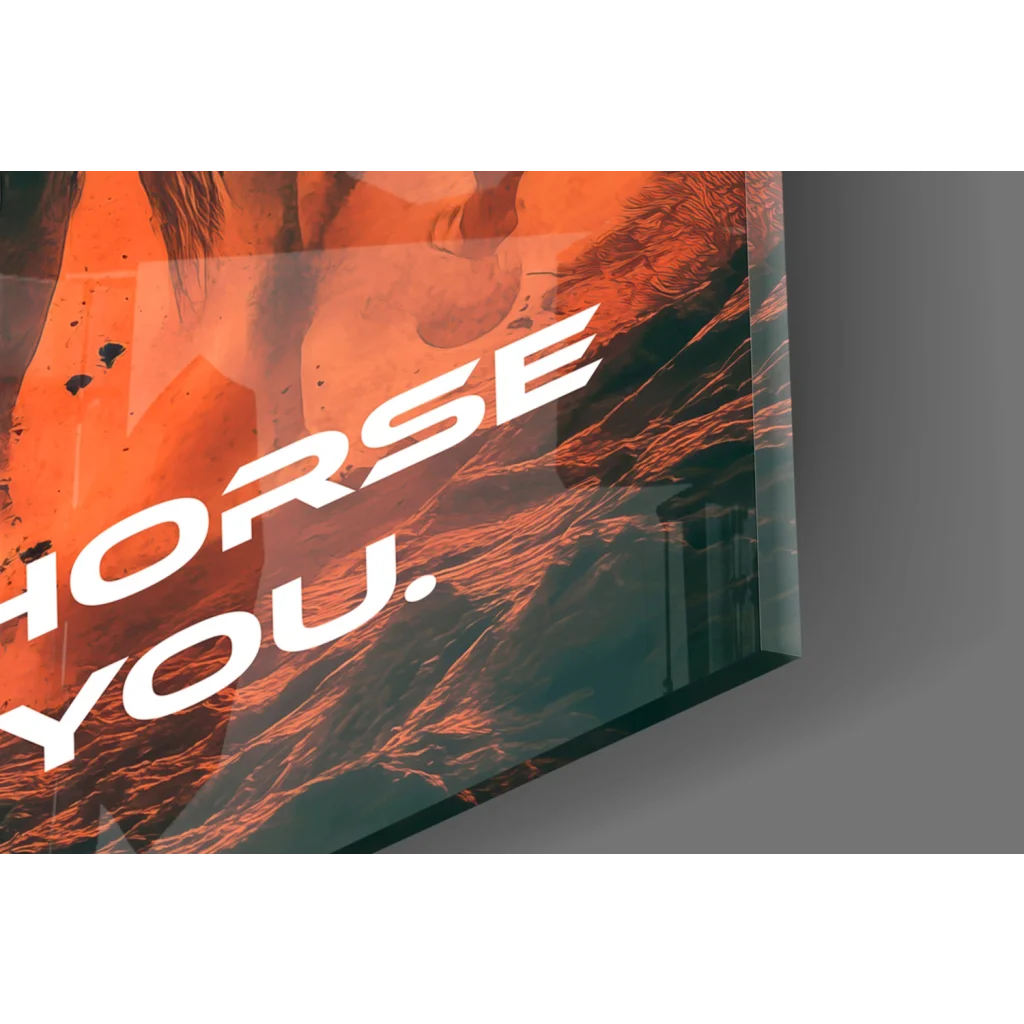 Vibrant orange teal Star Wars Horse You glass wall art canvas print