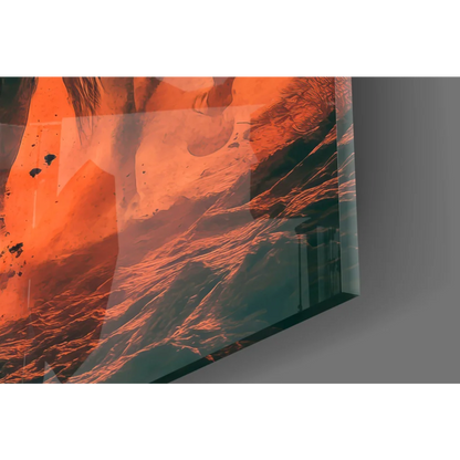 Stormtroopers Sunset Ride Star Wars glass wall art with vibrant orange teal abstract acrylic print