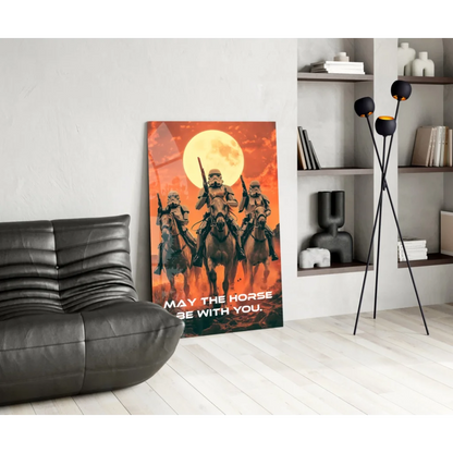 Vibrant Star Wars stormtroopers on horseback wall art canvas print under full moon