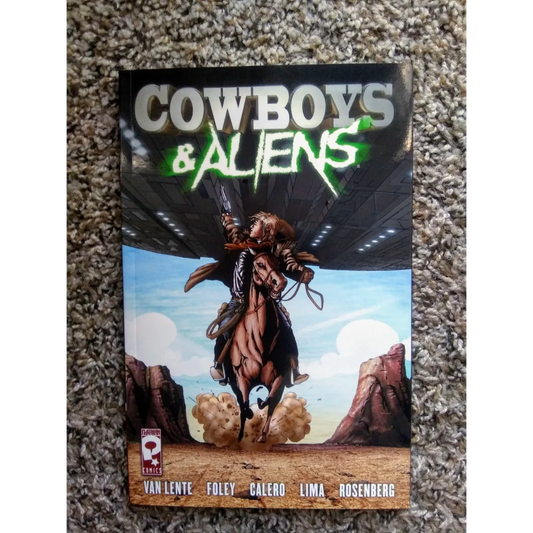 Platinum Studios Cowboys and Aliens 2013 comic cover with cowboy on alien horse in space