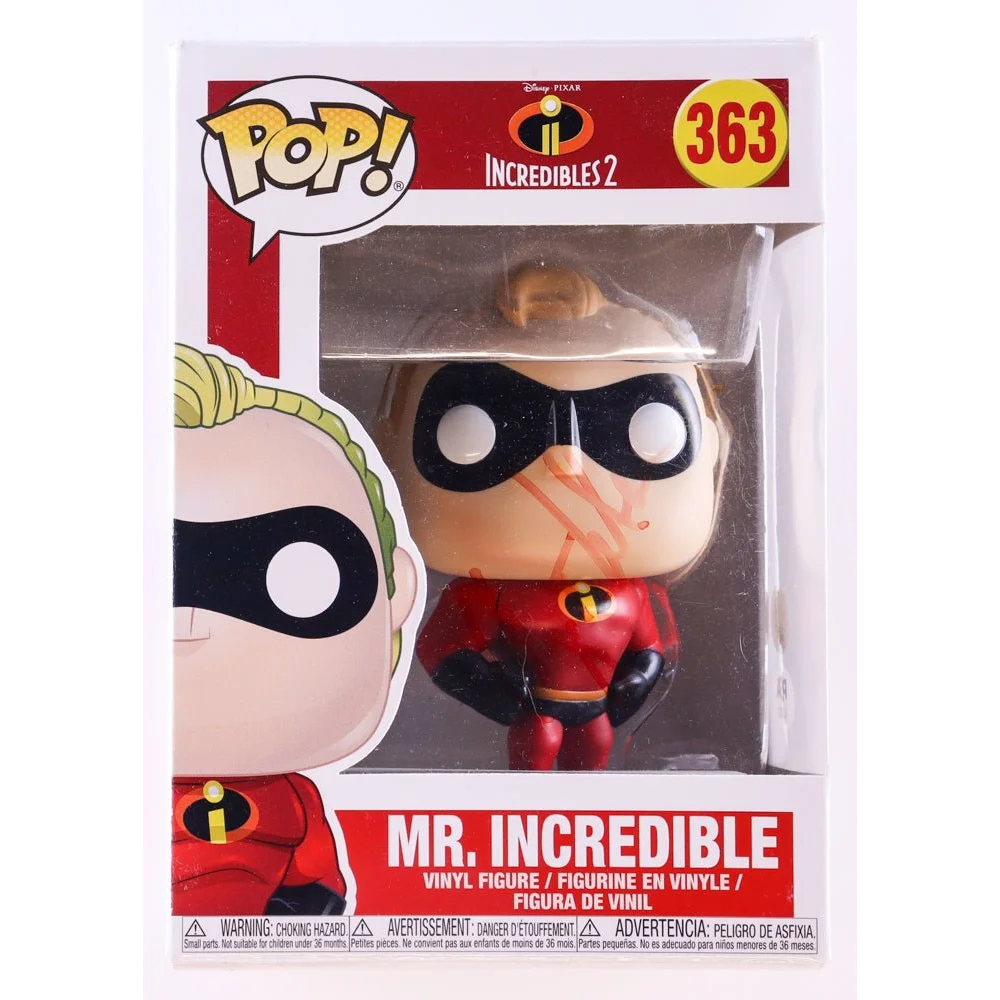 Nelson signed Incredibles vinyl figure of Mr. Incredible with face scratches for sale